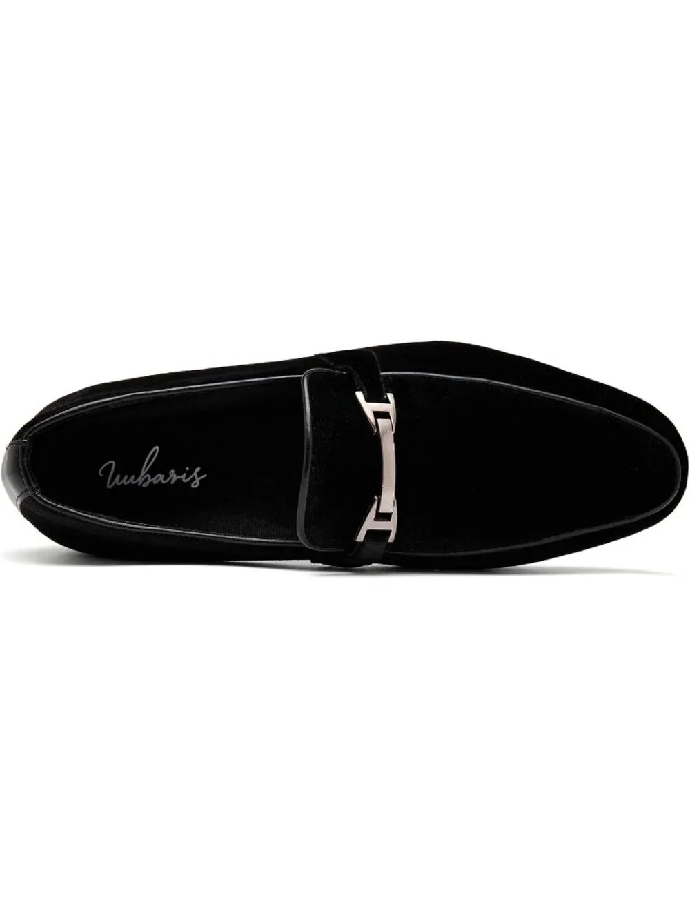 UUBARIS Men's Black Velvet Loafers Metal Buckle Comfortable Slip On Formal Shoes